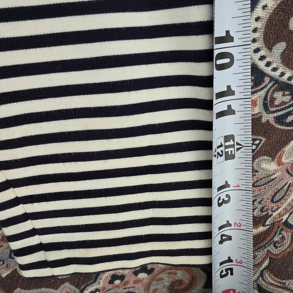Banana Republic Navy White Striped Sheath Dress Scoop Neck Elbow Sleeve Size 10 - Picture 10 of 16